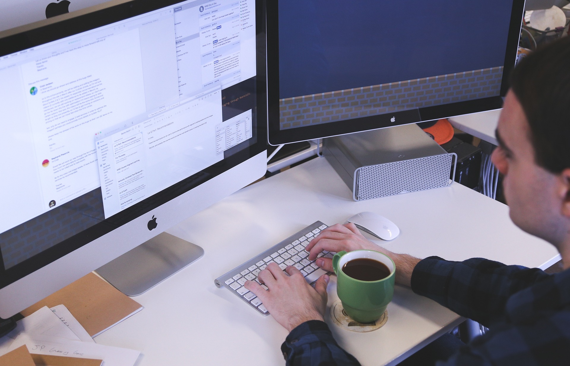 a worker behind the desk